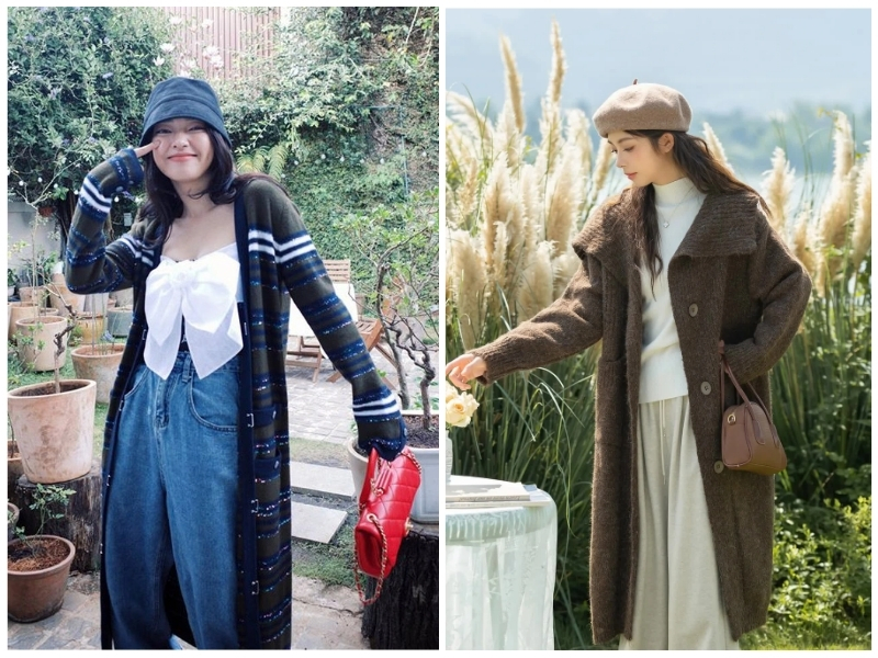 cách mix đồ với áo cardigan dài