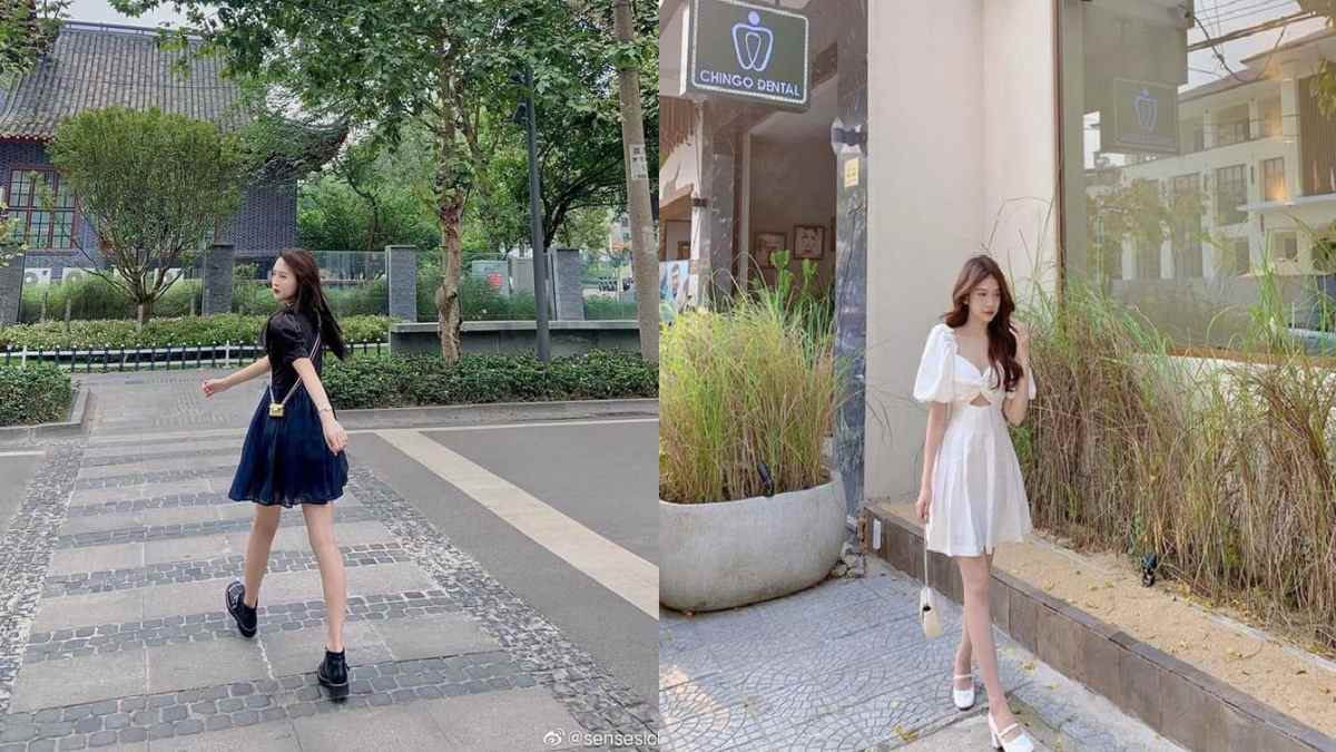 Cách tạo dáng chụp ảnh đẹp khi mặc váy ngắn xòe với Tạo dáng đi bộ