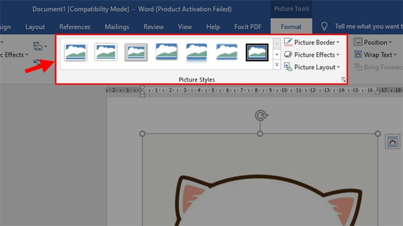 Chỉnh sửa tại phần Pictures Styles