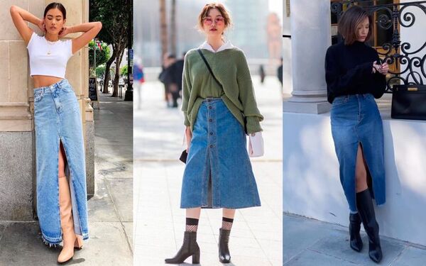 Chân váy jean dài phối với giày gì cá tính, sành điệu và có gu nhất?
