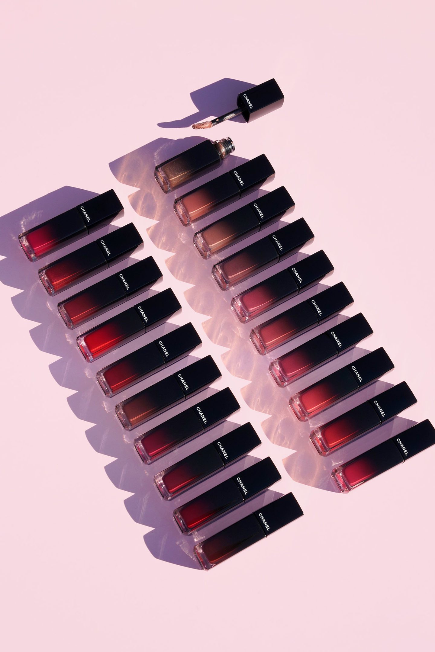 Chanel Rouge Allure Laque 60 Inflexible, 61 Continuous, 62 Still, 63 Ultimate, 64 Exigence swatches