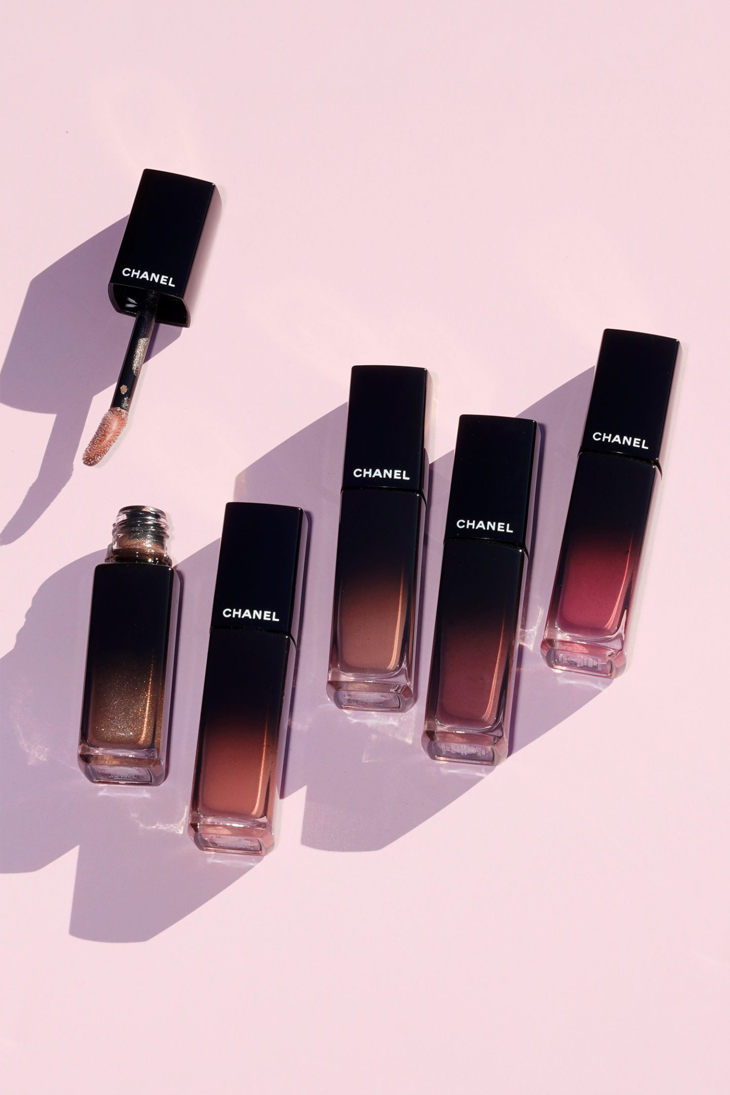 Chanel Rouge Allure Laque 65 Imperturbable, 66 Permanent, 67 Steady, 68 Unlimited, 69 Remanence swatches