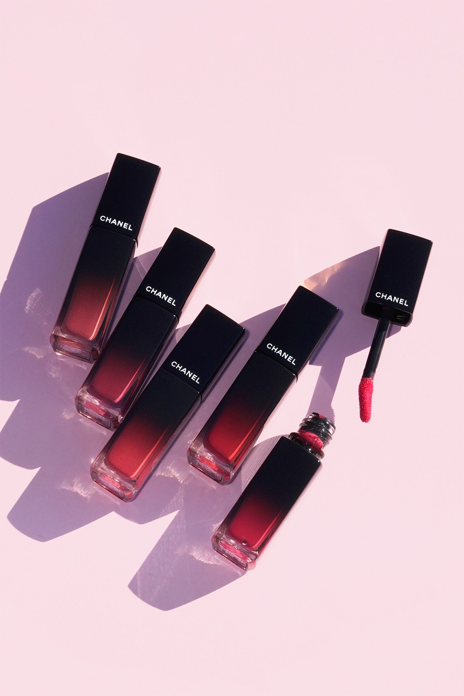 Chanel Rouge Allure Laque 75 Fidelite, 78 Tenacious, 79 Eternite, 80 Timeless, 81 Obstination