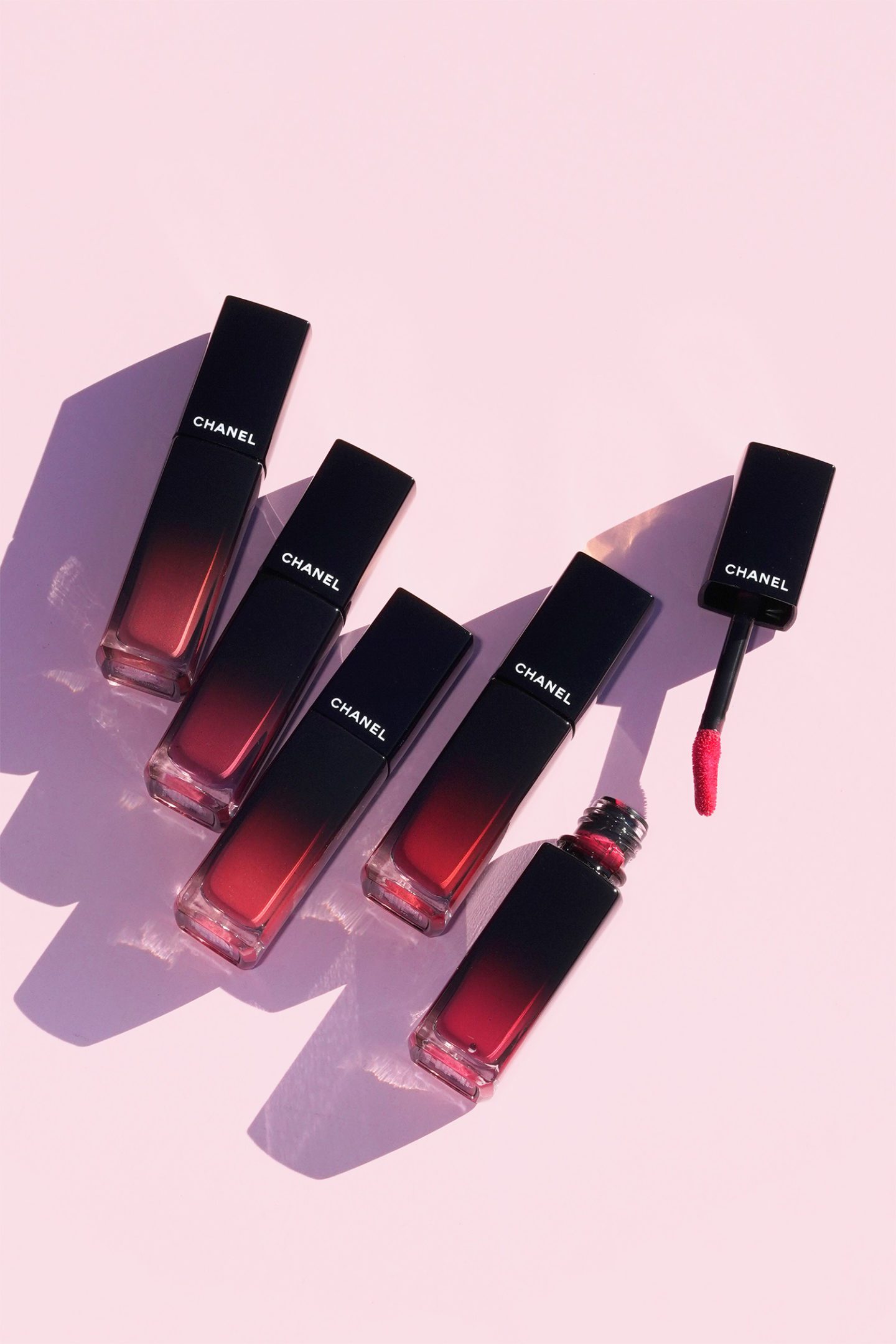 Chanel Rouge Allure Laque 75 Fidelite, 78 Tenacious, 79 Eternite, 80 Timeless, 81 Obstination