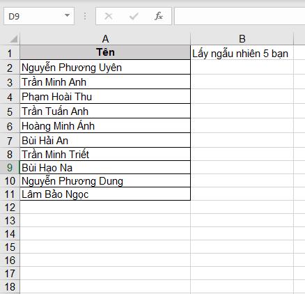 Hướng dẫn cách chọn ngẫu nhiên giá trị trong Excel cực nhanh