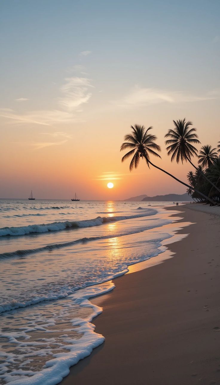 Sóng phản chiếu ánh bình minh lấp lánh