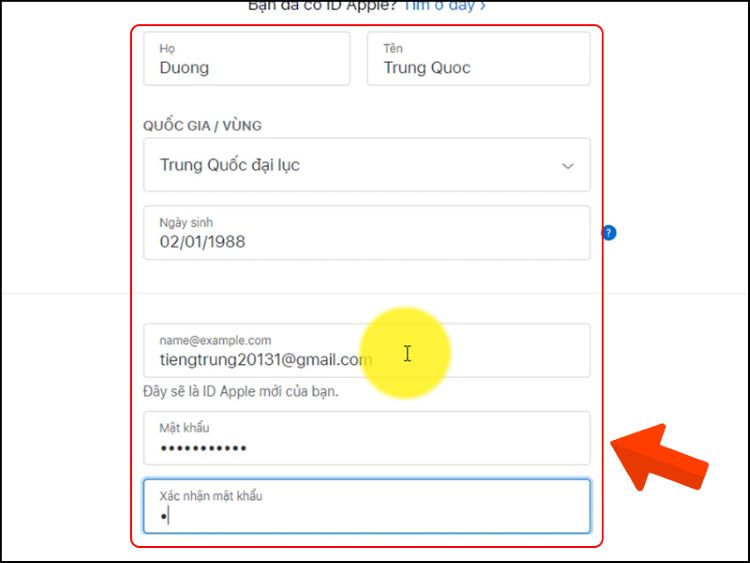 Thực hiện bước tạo id apple