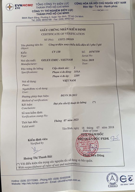 Công tơ điện 1 pha 2 dây Gelex Emic CV140 5(20)A