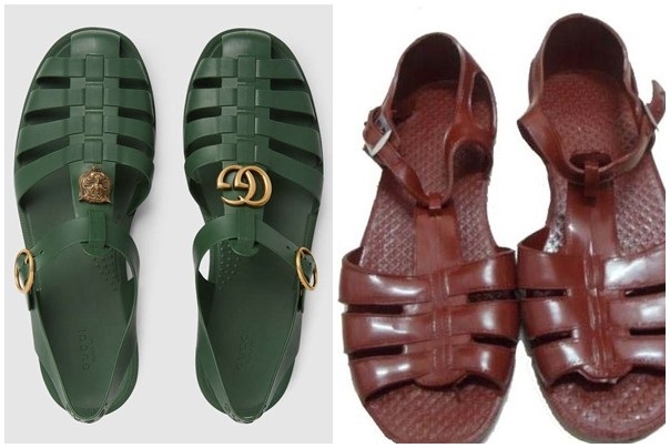Mẫu thiết kế sang chảnh của thương hiệu Gucci liên tục được người tiêu dùng Việt chia sẻ và đặt lên so sánh với mẫu dép bình dân ở Việt Nam.