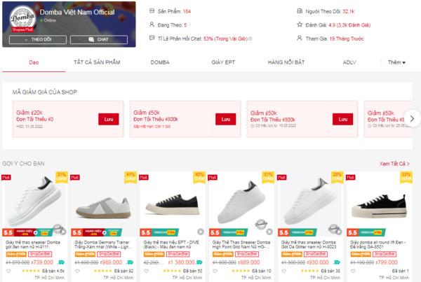 Gian hàng giày Domba chính hãng trên Shopee