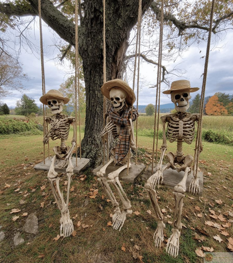 Skeleton cùng nhau ngồi xích đu siêu bựa