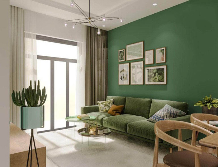 ứng dụng màu xanh lá cây trong nội thất