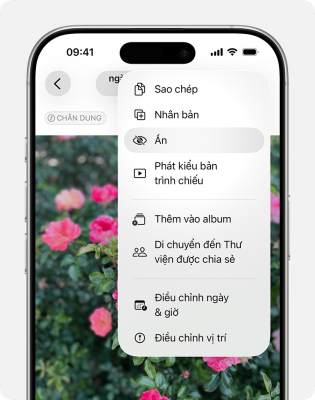 Ẩn ảnh tr&ecirc;n iPhone, iPad, m&aacute;y Mac hoặc Apple Vision Pro bằng album Bị ẩn