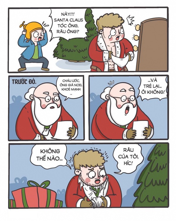 Ảnh chế Noel hài hước xoay quanh câu chuyện râu ông già Tuyết