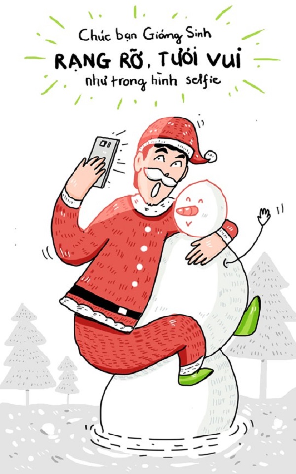 Ảnh chế Noel bá đạo giữa người tuyết và ông già Noel