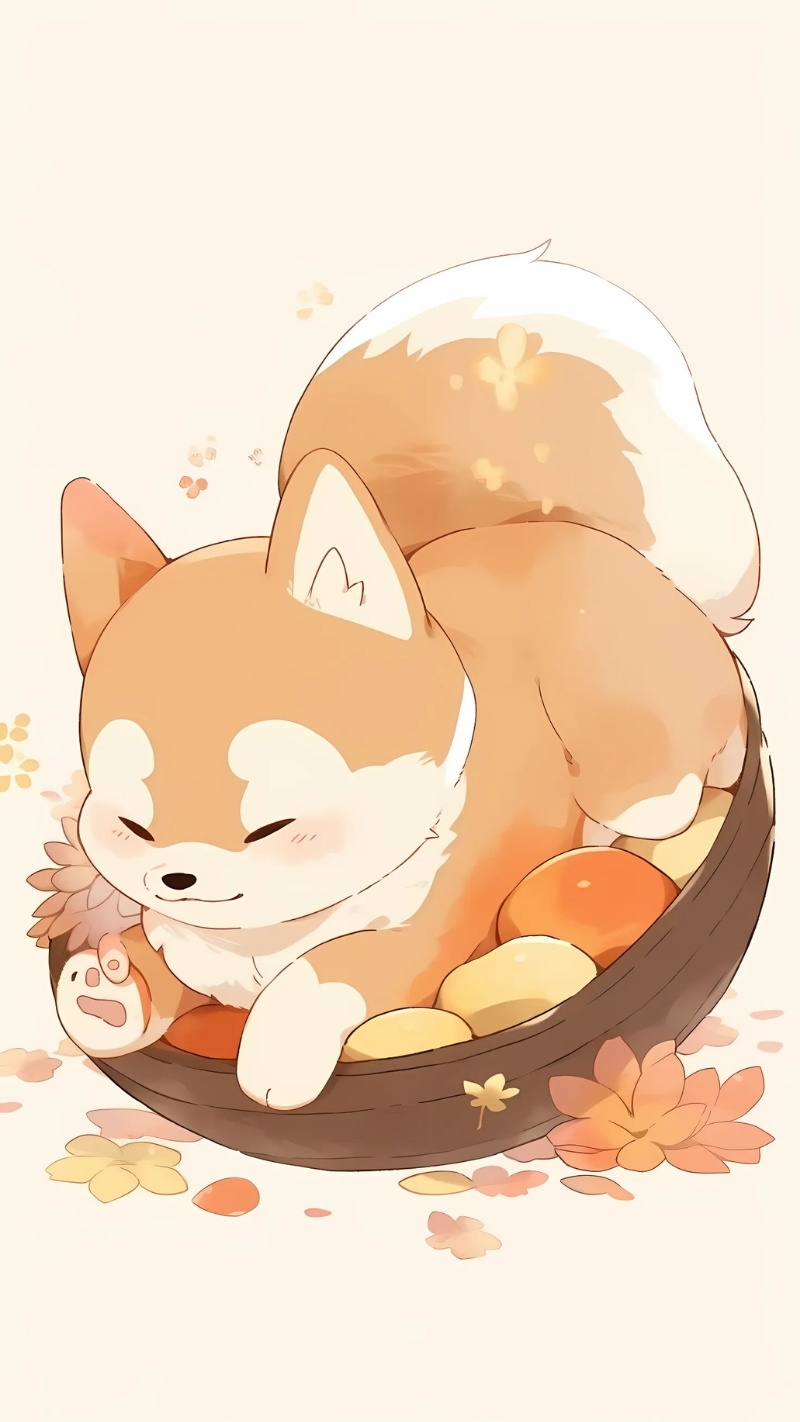 ảnh nền con chó chibi phong cách