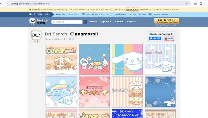 Hình nền Cinnamoroll trên trang Sanrio
