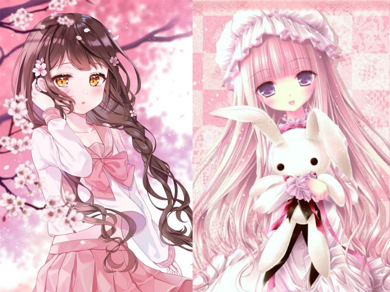 Hình nền anime màu hồng mang phong cách độc đáo
