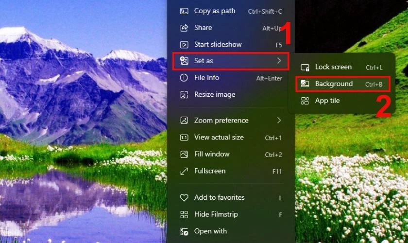 Chọn tiếp tab Ảnh nền (Background)