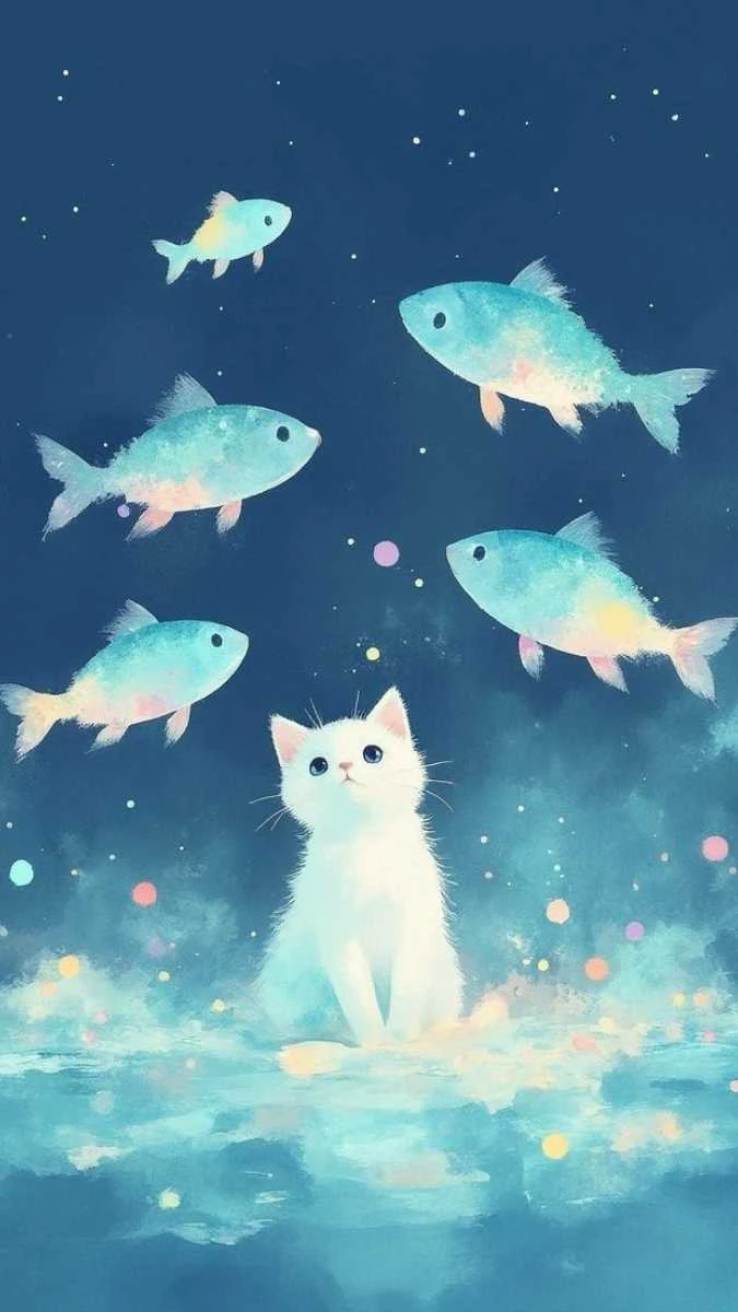 Đàn cá ánh sáng bơi giữa đại dương