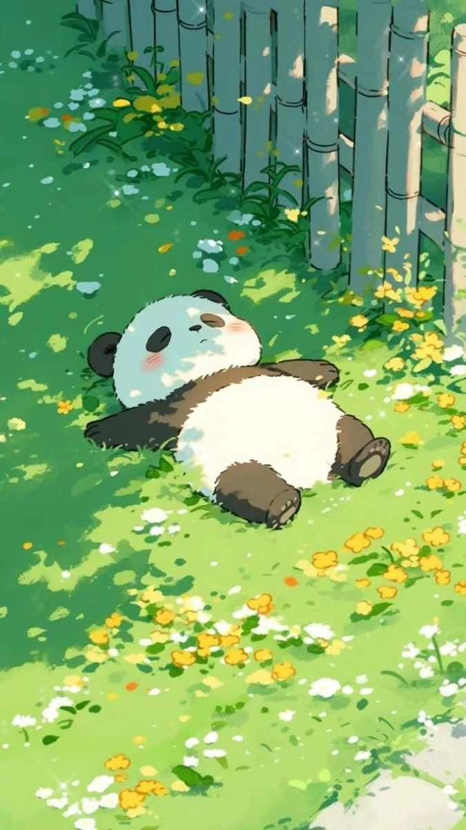 Gấu trúc nằm phơi nắng