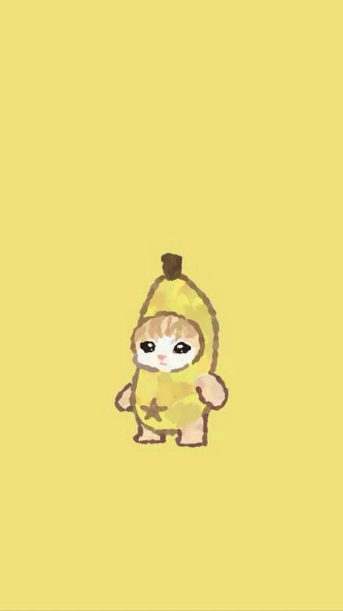 Chú mèo đội quả chuối cực cute