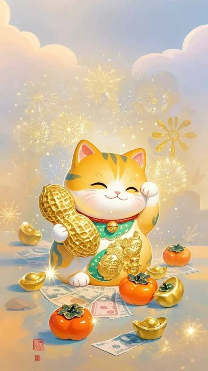 Chú mèo vàng may mắn