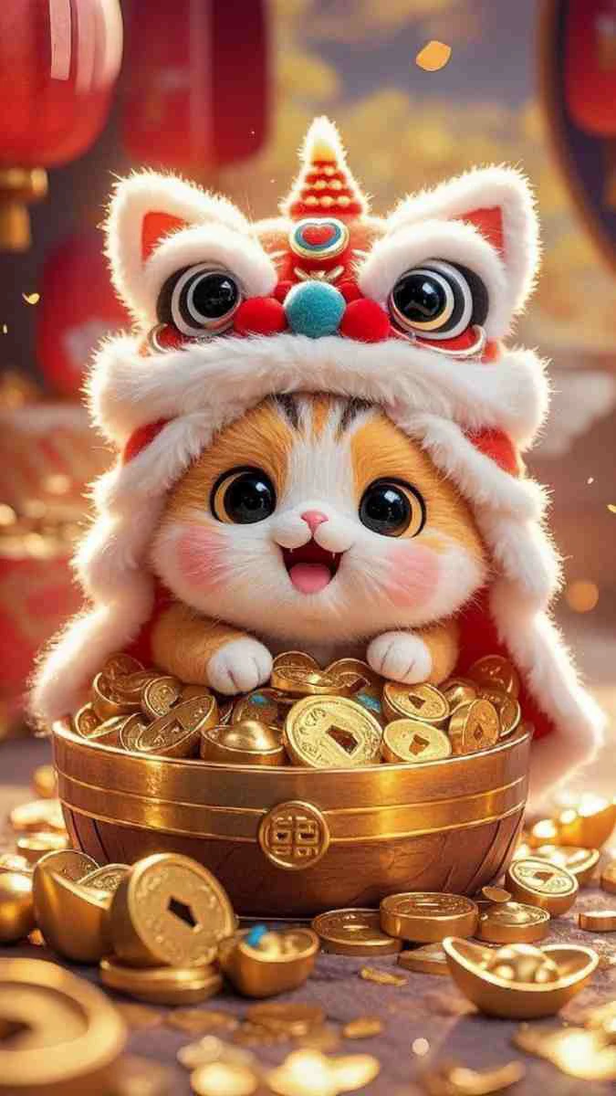 Hình nền chú mèo và đồng tiền