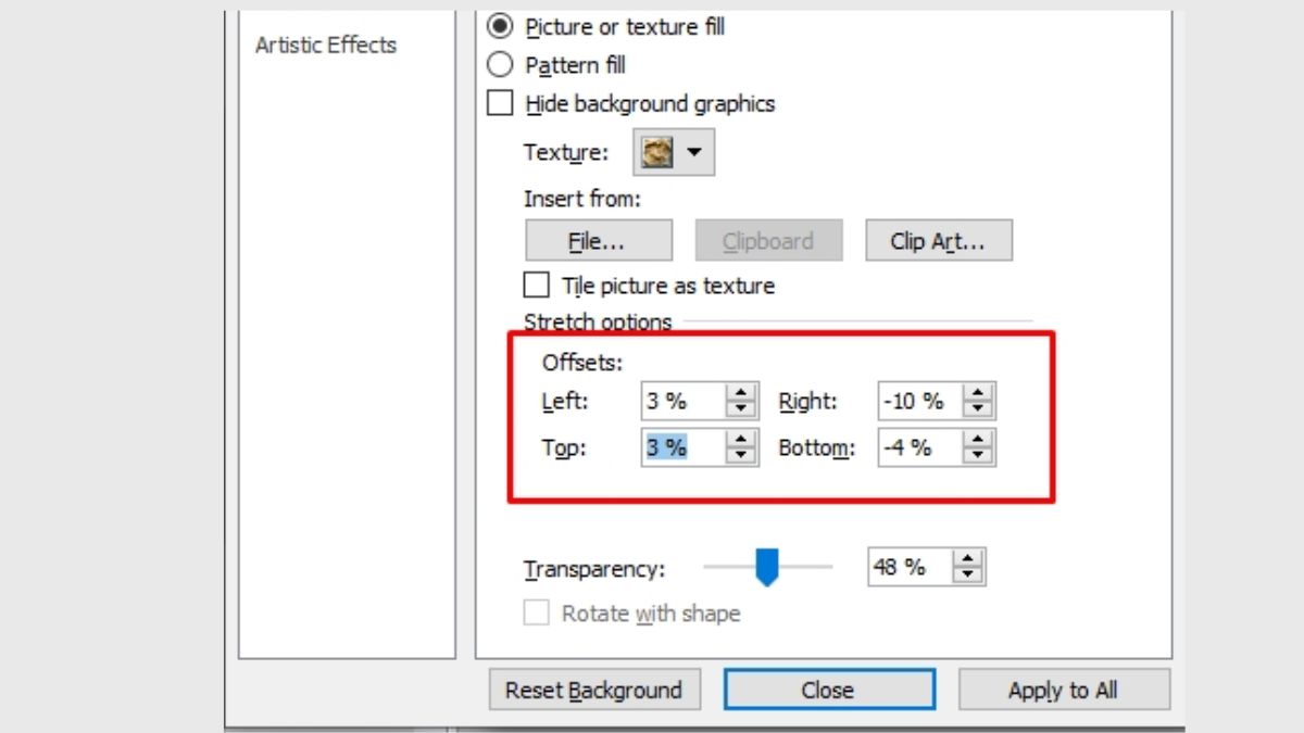 Bước 2: Cách Làm hình nền chỉ hiển thị một phần trong PowerPoint