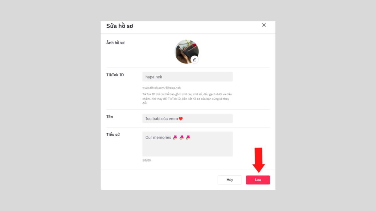 cách đổi avatar TikTok bằng ảnh trên máy tính bước 5