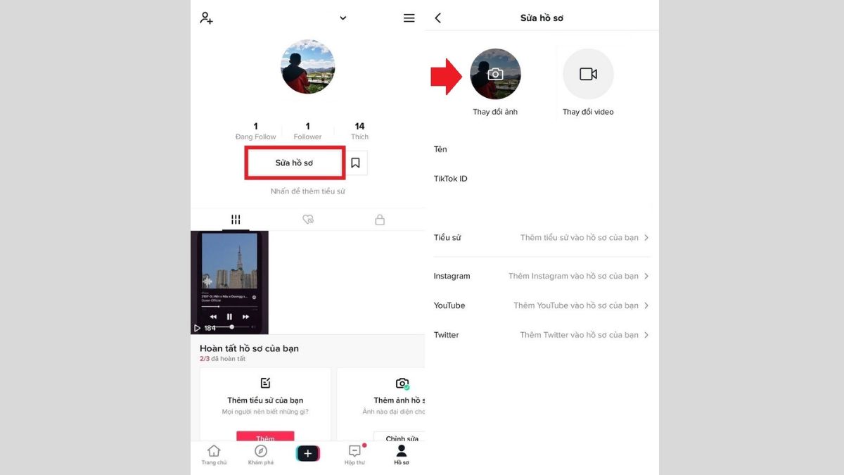 cách đổi avatar TikTok bằng ảnh trên điện thoại bước 2