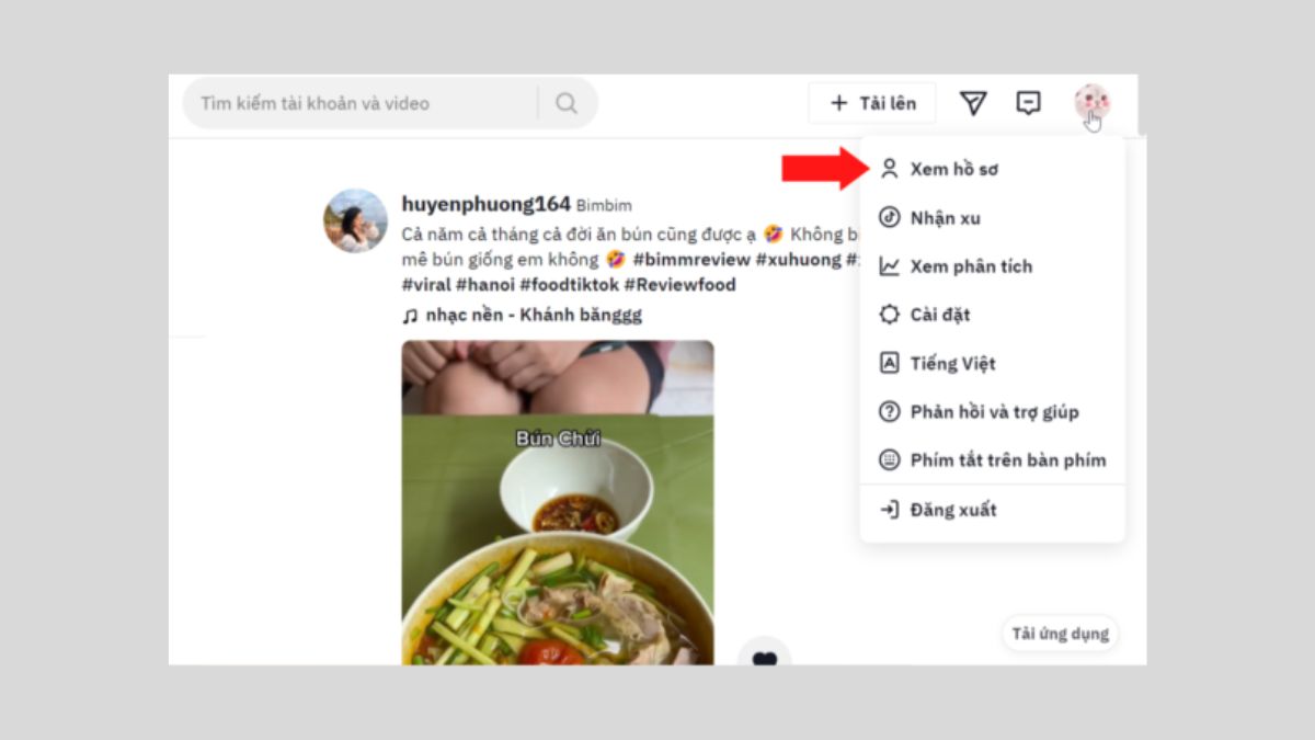 cách đổi avatar TikTok bằng ảnh trên máy tính bước 2