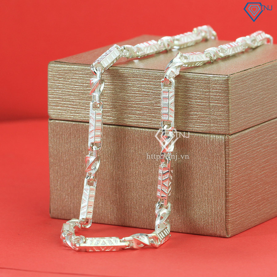 Vòng cổ cho bé trai đẹp hình trụ bằng bạc DTA0033