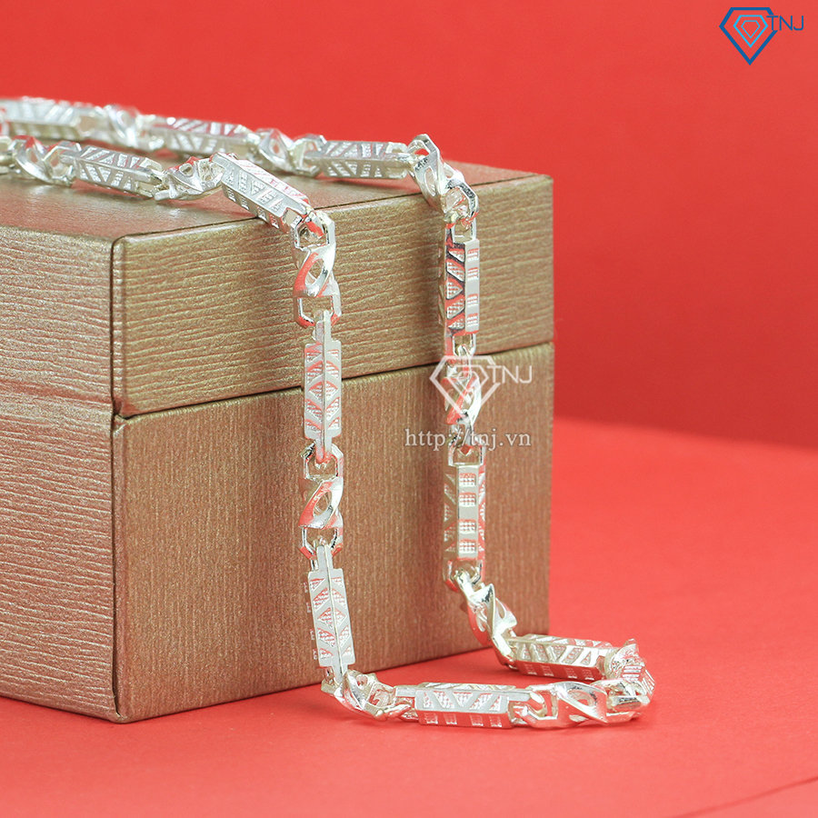 Vòng cổ cho bé trai đẹp hình trụ bằng bạc DTA0033