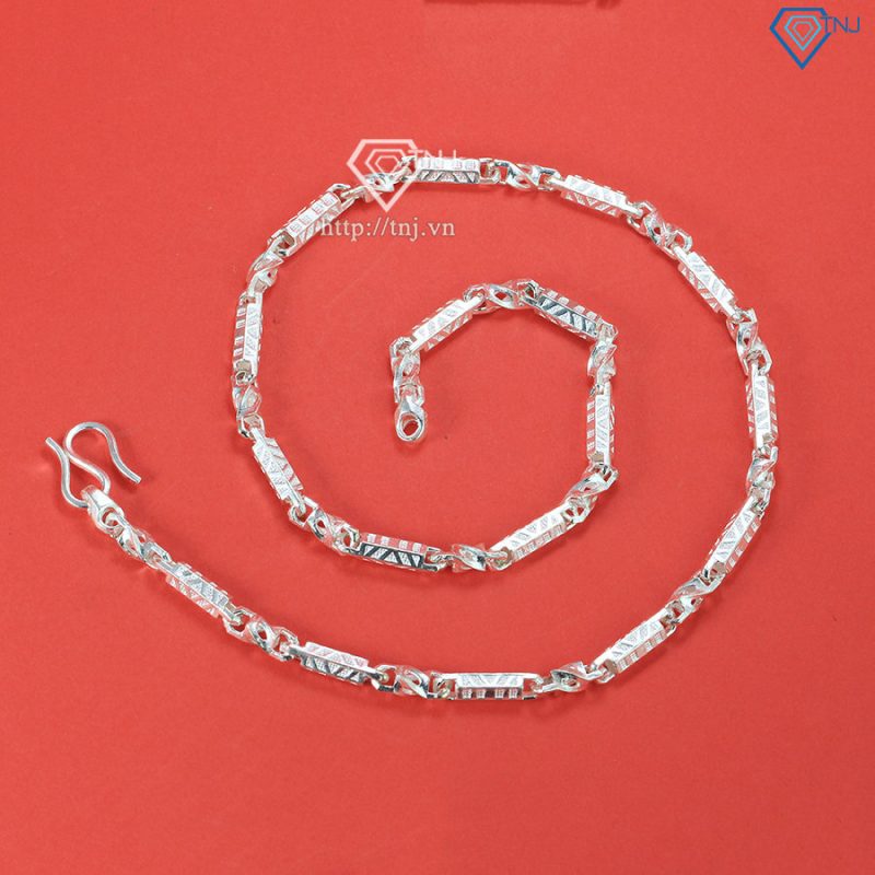 Vòng cổ cho bé trai đẹp hình trụ bằng bạc DTA0033