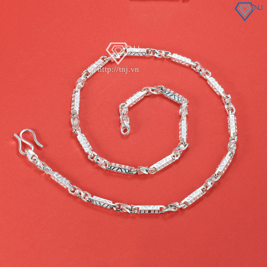 Vòng cổ cho bé trai đẹp hình trụ bằng bạc DTA0033