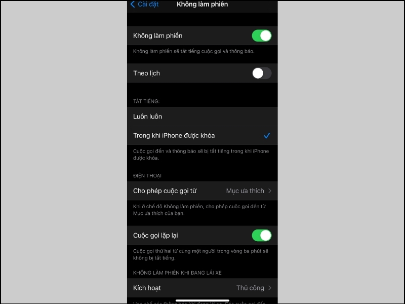 Nhấn vào Không làm phiền