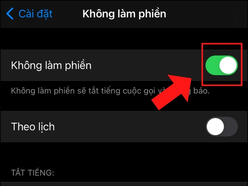 Nhấn vào Không làm phiền