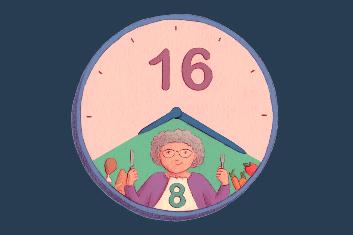 Illustration of a clock labeled