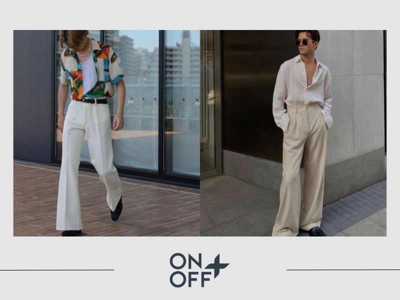 quần ống loe phối với áo sơ mi