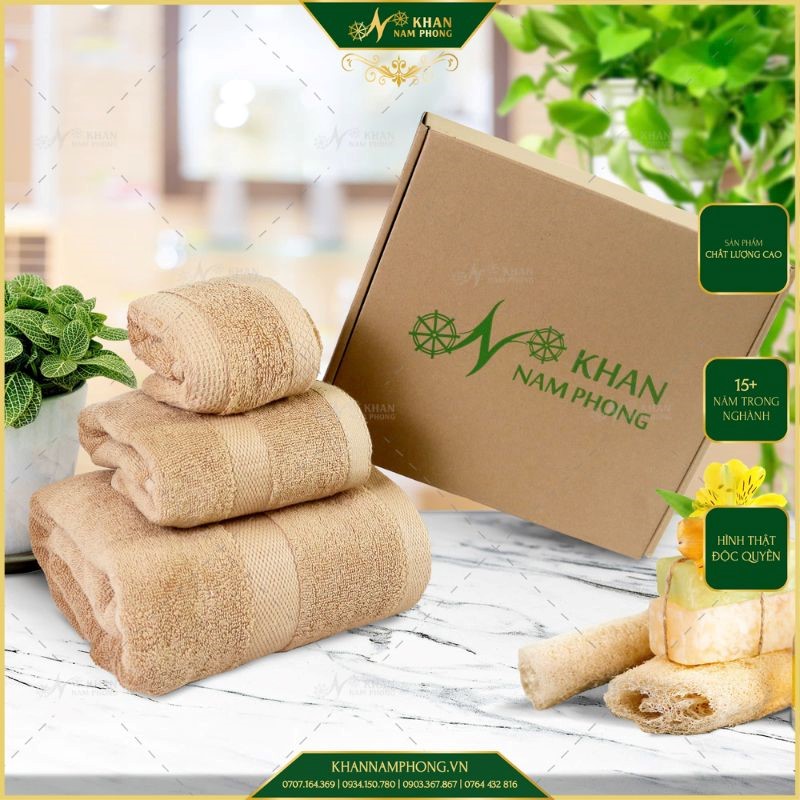 Khăn tắm Nam Phong 60x120cm màu nâu tây