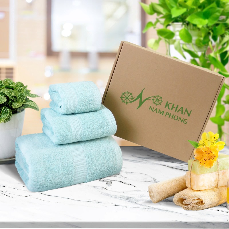 Khăn tắm Nam Phong cotton nhập từ Mỹ màu xanh mint