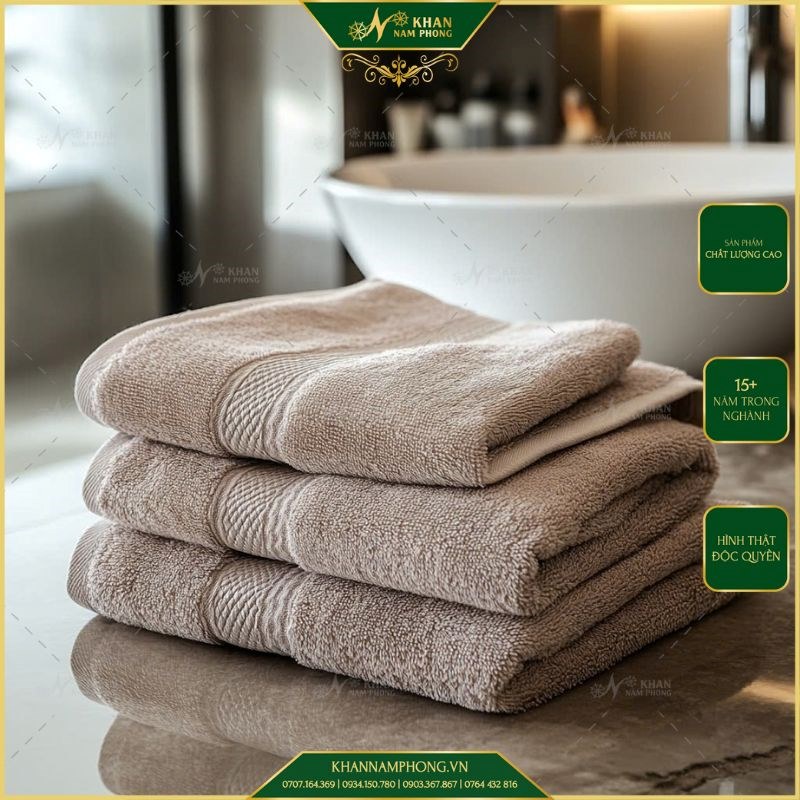 Khăn tắm Nam Phong màu nâu tây