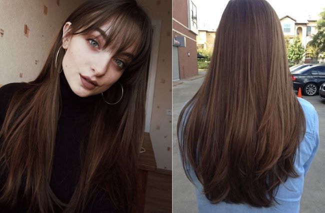 Tóc dài thẳng tự nhiên thướt tha, dịu dàng