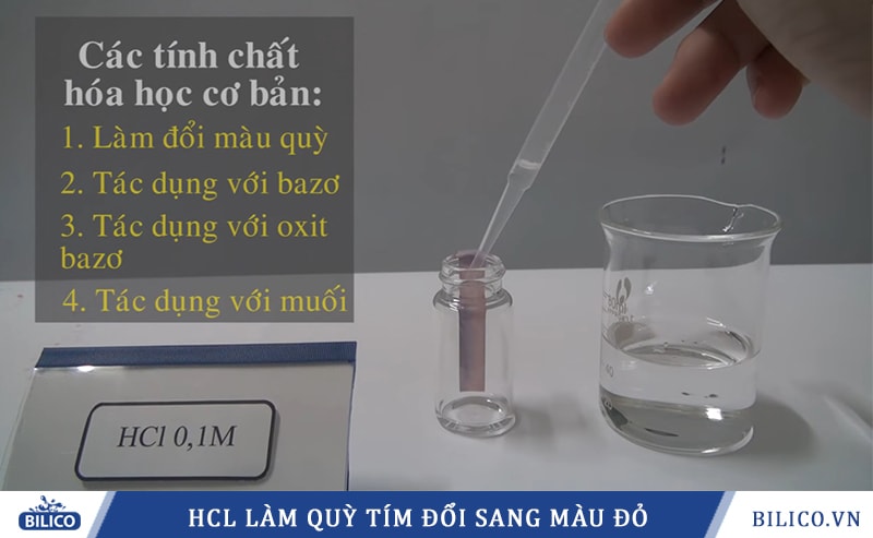 hcl làm quỳ tím đổi sang màu đỏ