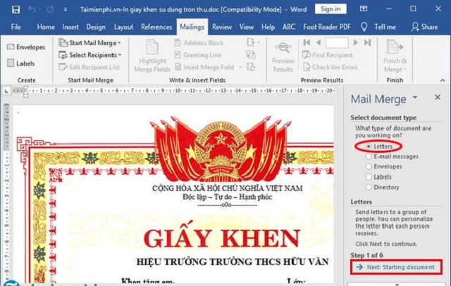 Thiết kế mẫu giấy khen trong Word