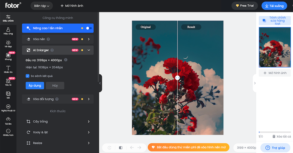 Web làm nét ảnh Fotor
