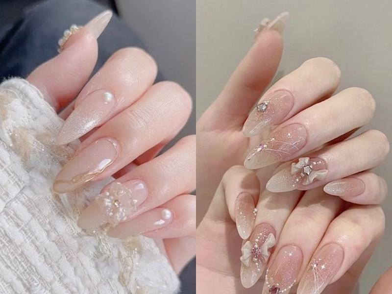 Nail mắt mèo sơn thạch đính đá