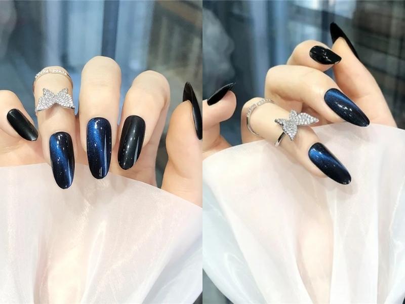 Nail mắt mèo đen ánh xanh