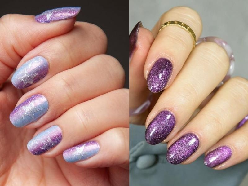 Nail mắt mèo màu tím nhạt